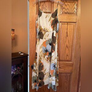 Women's Summer Casual Boho  Spaghetti Strap V Neck Flowy Midi Dress